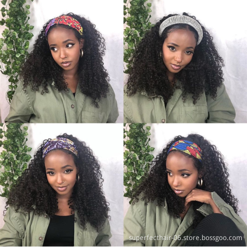 Dropship Unprocessed Brazilian Hair Cuticle Aligned Straight Headband Wig Kinky Curly Virgin Human Natural Hair Wigs